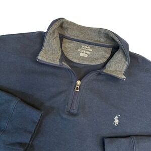Polo Ralph Lauren Men's Navy Blue Quarter Zip Sweatshirt XL